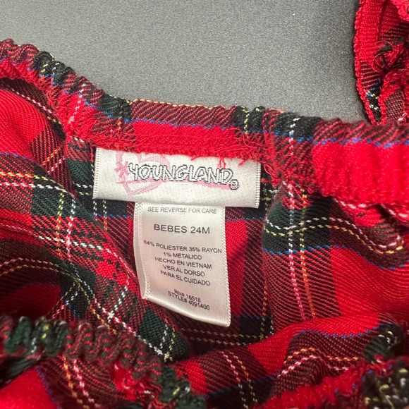 VTG Youngland 24M Black Red Velvet Plaid Dress Bolero Set Ralph Lauren Christmas - Picture 3 of 5